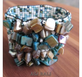 bali beads bracelet stretch with shells